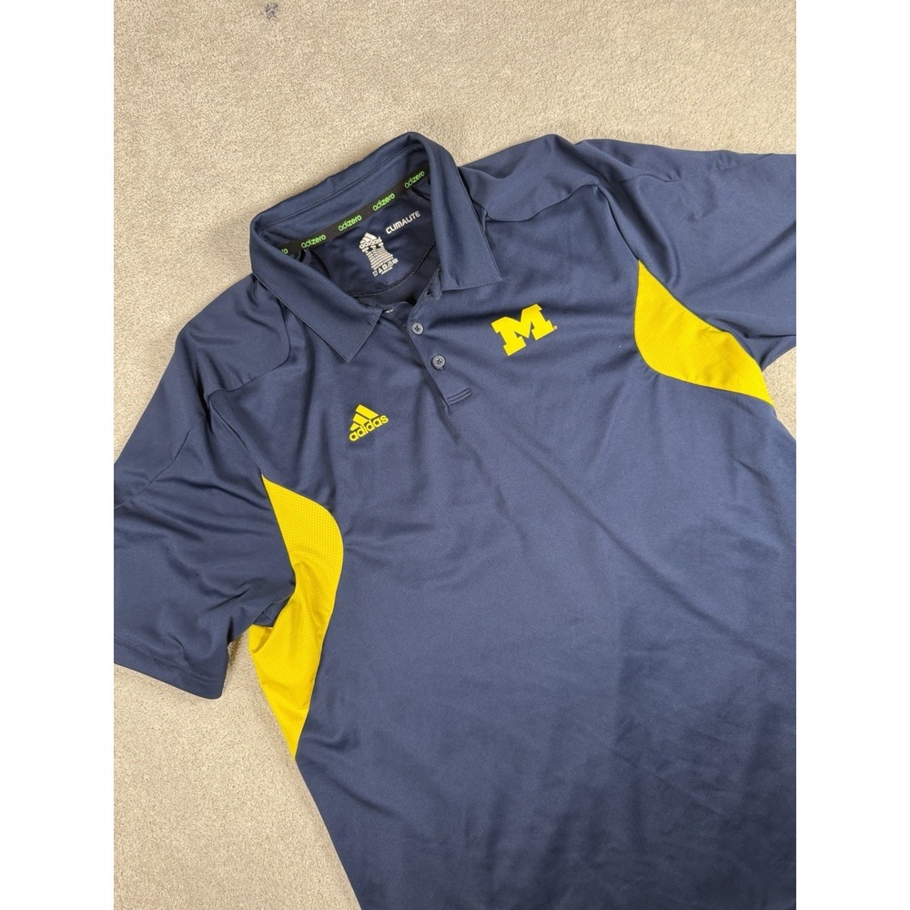 Adidas Adizero Michigan Wolverines Climalite Polo Shirt Mens XL Navy Maze